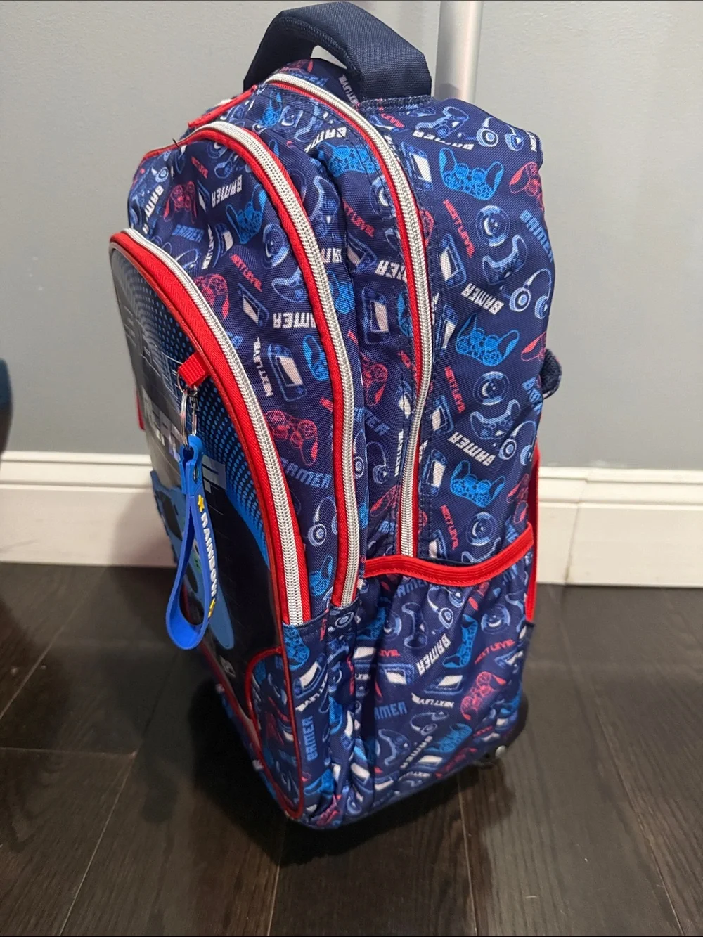 Blue 'Level Up Ready' Rolling Gaming Backpack Set